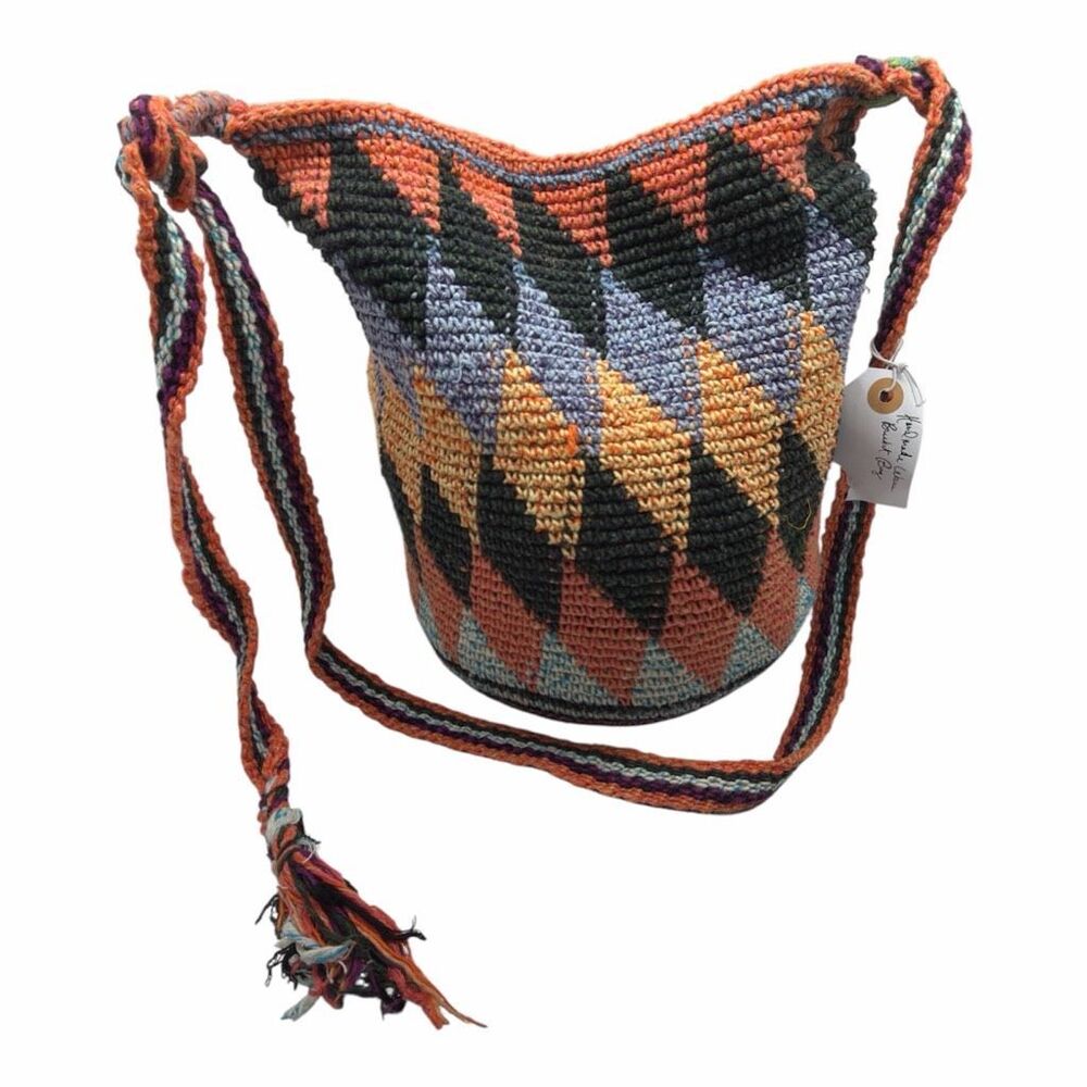 Brand New Handmade Weave Knit Basket Bag Multicolor - Picture 1 of 4